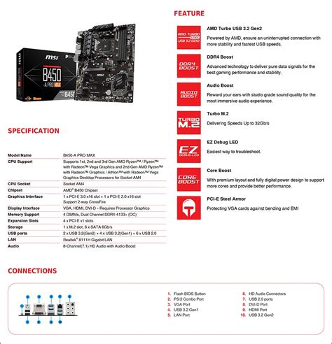 Msi B A Pro Max Amd Am Atx Mainboard B A Pro Max Jw Computers