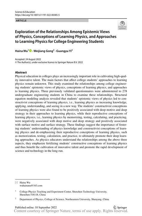 Exploration Of The Relationships Among Epistemic Views Of Physics