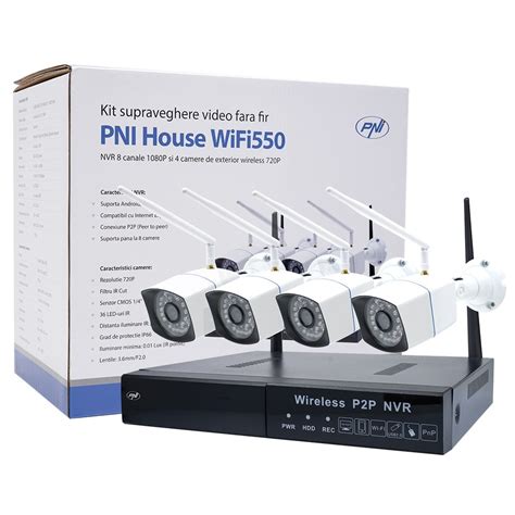 Kit Supraveghere Video PNI House WiFi550 NVR 8 Canale 1080P Si 4 Camere