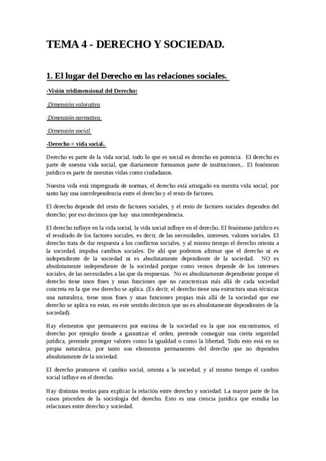 Tema 4 Derecho Y Sociedad 1 El Lugar Del Derecho En Las Relacion