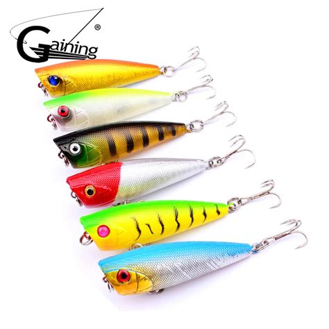 6Pcs Lot Popper Wobblers Fishing Lure With 6 Hooks 6cm 6 9g Floating