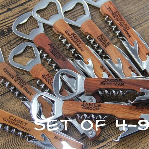 Personalized Engraved Corkscrew Opener Custom Wood Bottle Etsy