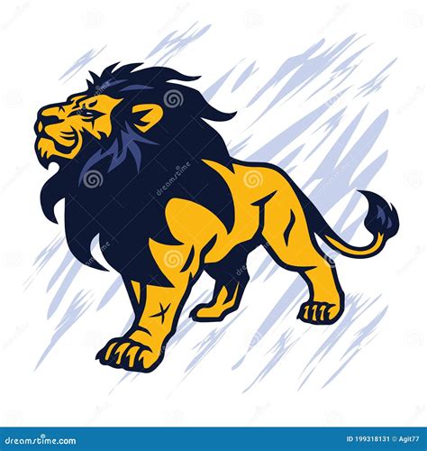 Lion Standing Rampant On Hind Legs Cartoon Vector Cartoondealer