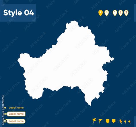 Bryansk Region, Russia - map isolated on blue background. Outline map ...