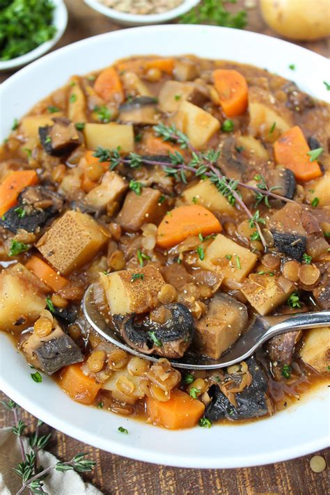 Mushroom Stew with Lentils & Potato (Vegan!) - The Garden Grazer