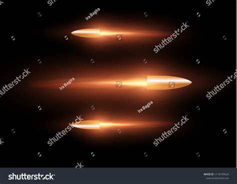 Flying Bullet Fiery Trace Isolated On Stock Vector Royalty Free