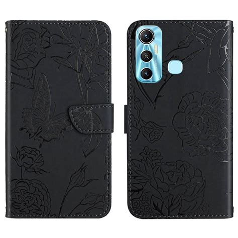 For Infinix Hot Ht Skin Feel Butterfly Embossed Flip Leather Phone