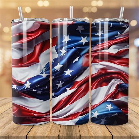 US Flag Tumbler Wrap 20 Oz Skinny Tumbler Patriot Tumbler PNG