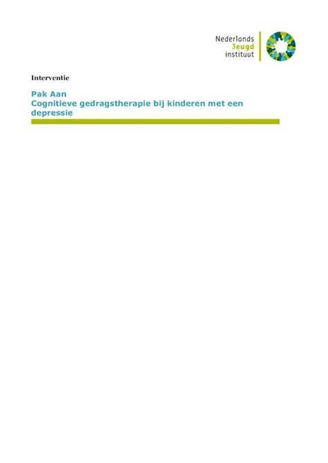 Pdf Cognitieve Gedragstherapie Bij Kinderen Met Een Depressie · 1