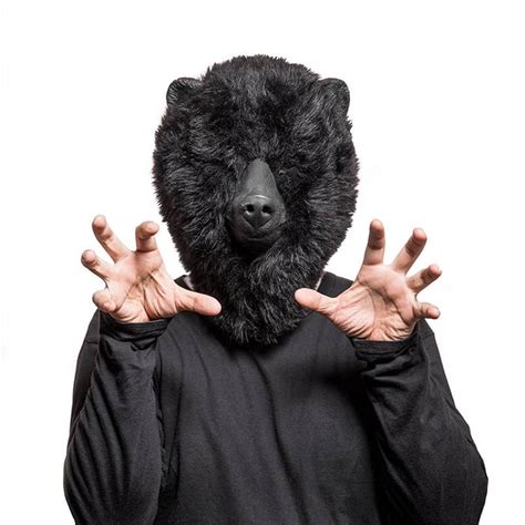 CreepyParty Black Bear Mask with Fur for Halloween Birthday — Creepyparty