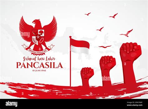 Vector Illustration Selamat Hari Lahir Pancasila Translation Happy