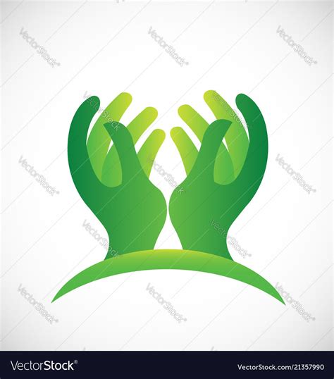 The Hands Of Hope Icon Green Symbol Royalty Free Vector