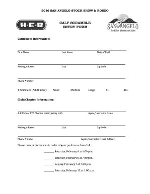 Fillable Online Travis Tx Tamu Calf Scramble Entry Form Texas Am