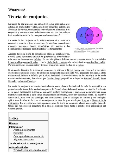 Teoría de conjuntos lectura Un diagrama de Venn que ilustra la