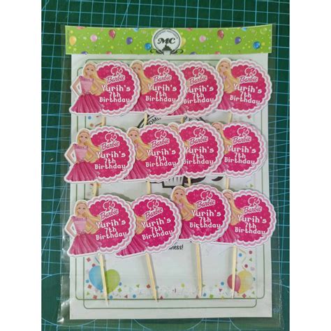 Barbie Customized Cupcake Topper Pcs Shopee Malaysia