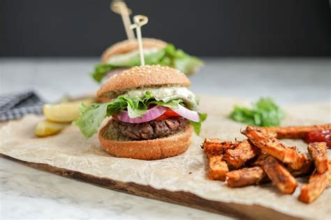 5 Ingredient Black Bean Burger With Sweet Potato Fries Vegan Gluten