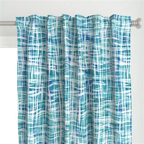 Blue Aqua Green Curtain Panel Etsy