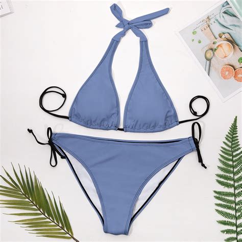 Plus Size Bikini Set Flattering Halter Top Swimsuit With Adjustable