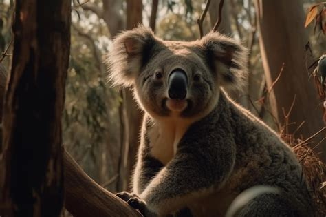 Premium AI Image | A koala in a tree with a big tongue sticking out