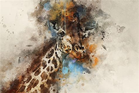 Giraffe watercolour effect canvas art print – giraffe abstract art ...