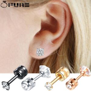 Pair Of Round Stud Earrings Hypoallergenic Surgical Steel Backscrews