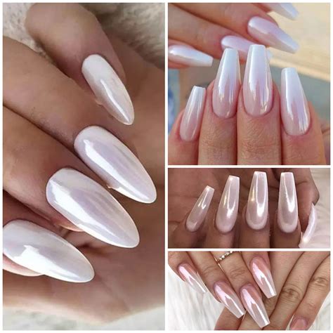 White Chrome Nails Chrome Nail Powder Dip Powder Nails White Nails