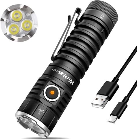 Wurkkos TS21 LED Flashlight Rechargeable, Super Bright 3500Lumen Long ...