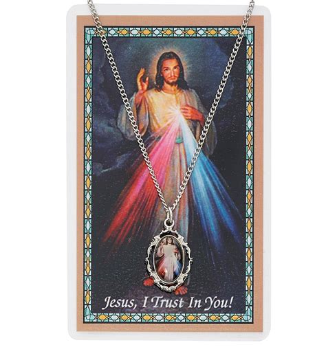 Divine Mercy Colored Medal And Prayer Card 735365518494