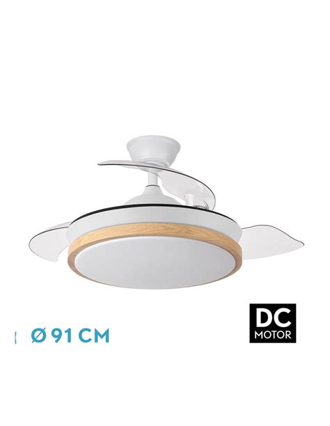 Ventilador Dc Evros Blanco Y Haya Aspas Desplegables Cm Kasas