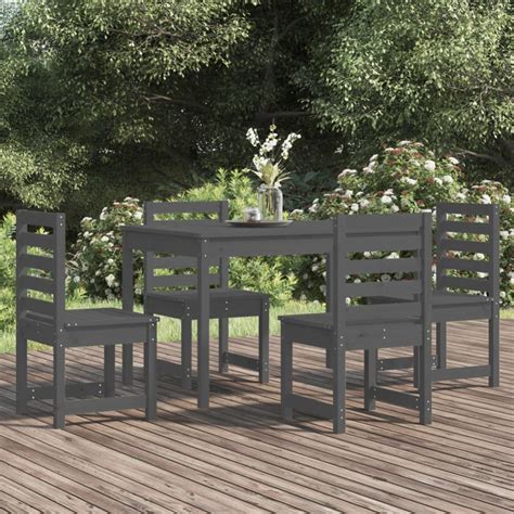 Maison Exclusive Ensemble à manger de jardin 5 pcs gris bois massif de