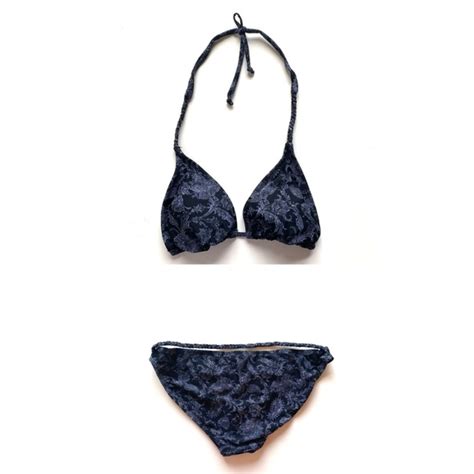 Converse Swim Converse One Star Black White Paisley Bikini Halter Medium Top Large Bottom