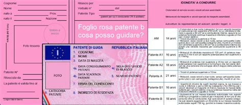 Foglio Rosa Patente B Cosa Posso Guidare