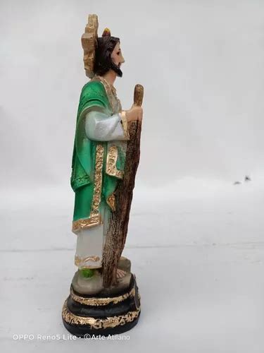 Figura San Judas Tadeo Resina Bulto 22 Cm Ojos De Cristal En Venta En