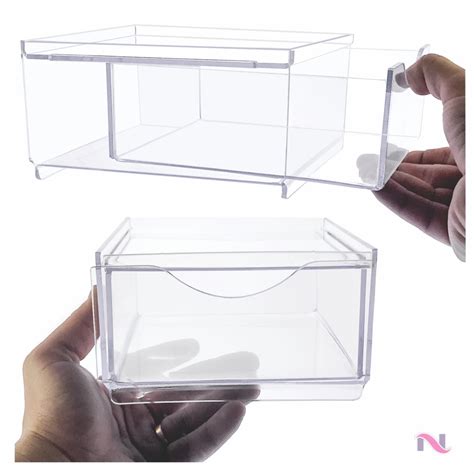 Organizador acrílico gaveteiro empilhável modular 1 gaveta Shopee Brasil