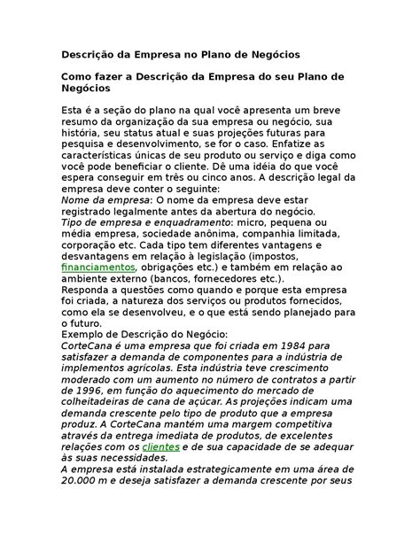 Descrição de Planos de Negócios - Para você que está fazendo engenharia