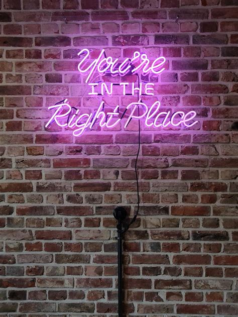 Words Neon Glow Inscription Text Brick Wall HD Phone Wallpaper