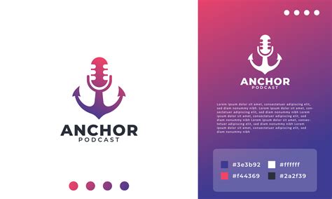 Simple Anchor Podcast Logo Design Template Element 6256464 Vector Art ...