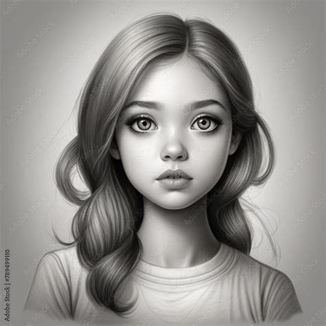 Striking Digital Illustration Of A Young Girl With Expressive Eyes And