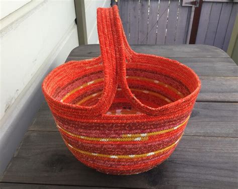 Orange Fabric Covered Clothesline Basket Etsy