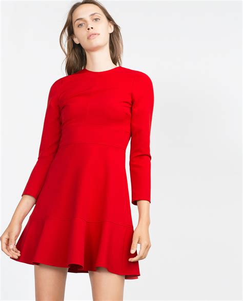 Zara Skater Dress In Red Dark Red Lyst