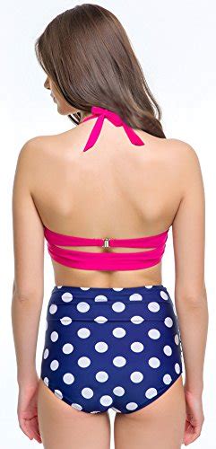 Angerella Damen Retro Stil Polka Punkt Mit Hoher Taille Badeanzug Bikini Set Bki R Xl