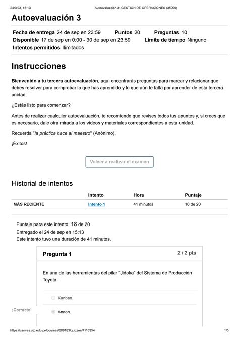 Autoevaluación 3 Gestion DE Operaciones 35096 Autoevaluación 3