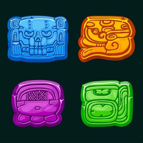 Civilización maya azteca cara Akbal glifo maya jeroglíficos del