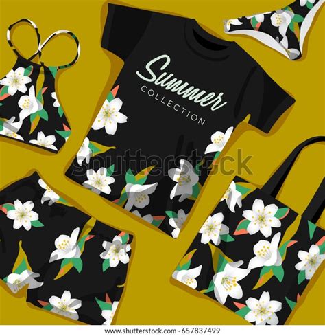 Set Summer Swimsuit Bikini Collection Vector Stock Vector Royalty Free Shutterstock