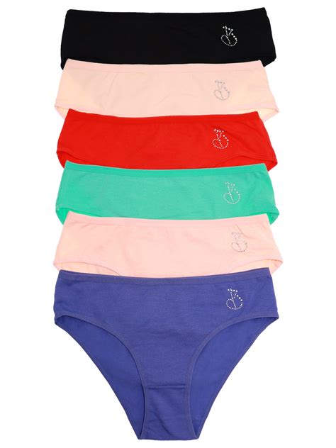 Angelina Women S Cotton Bikini Panties With Rhinestone Design Pack Walmart