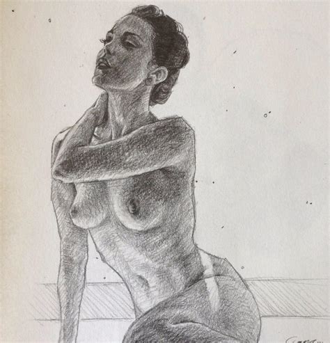 Original Nude Pin Up Girl Sketch Drawing Sexy Comic Art Signed
