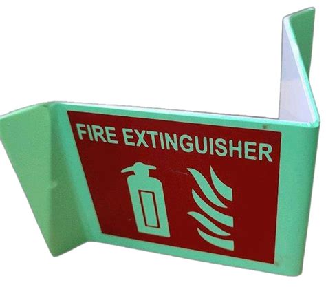 Rectangular Green And Red Fire Extinguisher Sign Board, For Industrial ...