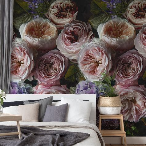 Romantic Flowers Mural Wallpaper | Floral Mural Wallpaper | A52101