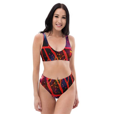 Red Tropics Recycled High Waisted Bikini