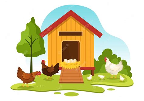 Premium Vector Poultry Farming With Chicken And Egg Farm On Green